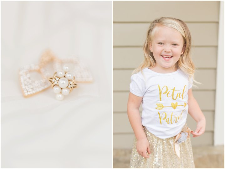 bridal details and flower girl on wedding day in Charlotte NC