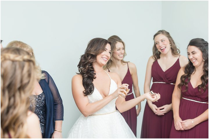 bride and bridesmaids getting ready for Charlotte NC wedding