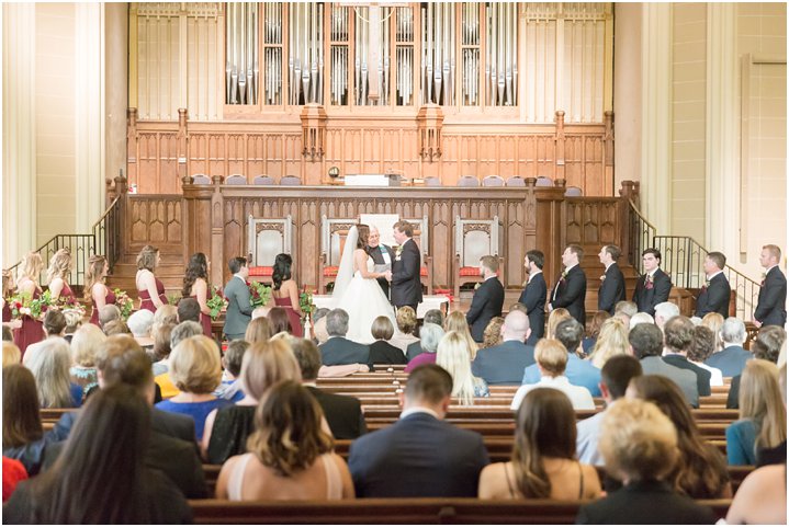 bride and groom in wedding ceremony at Dilworth United Methodist Church in Charlotte NC