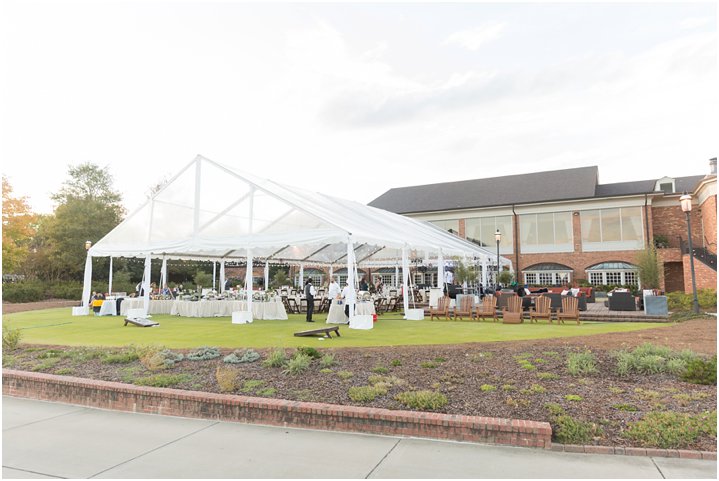 clear tented wedding reception in Charlotte NC at Carmel Country Club