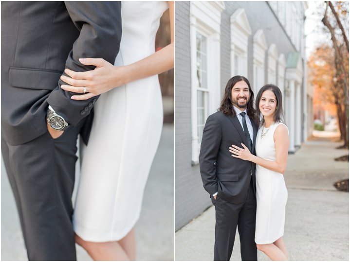 smiling at Downtown Greenville engagement session