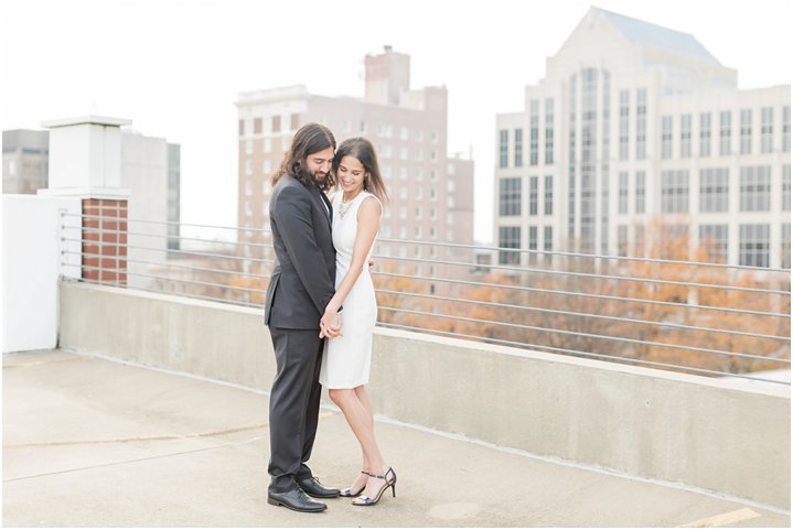 rooftop Downtown Greenville engagement session