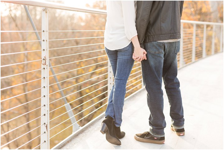 holding hands at Downtown Greenville engagement session