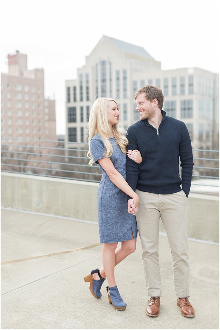 light airy Downtown Greenville Engagement