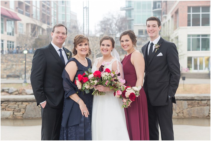 family portraits downtown greenville wedding