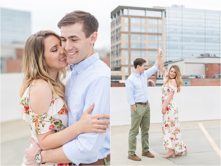 Rooftop Greenville, South Carolina engagement ryan and alyssa photography