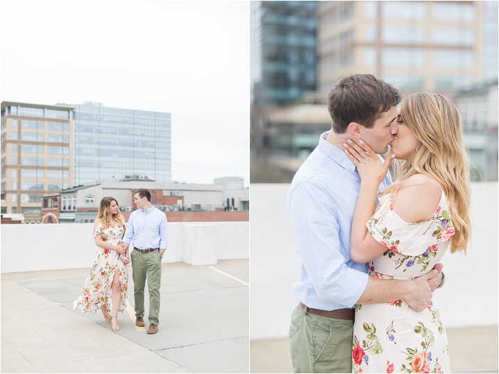 Downtown rooftop Greenville, South Carolina engagement