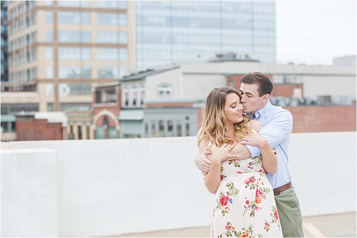Downtown rooftop Greenville, South Carolina engagement