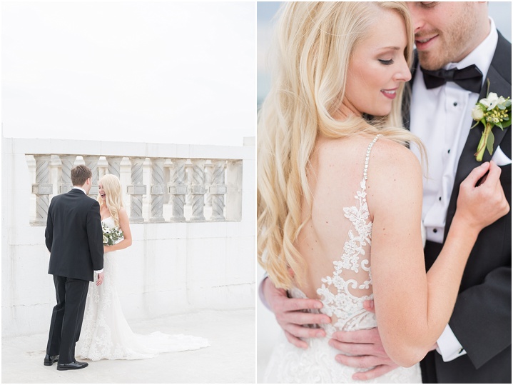 downtown rooftop bride and groom portraits