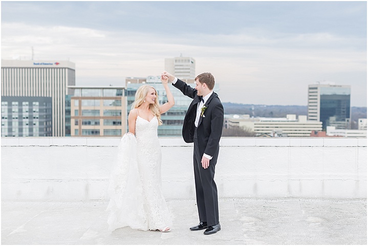 downtown rooftop southern wedding photography