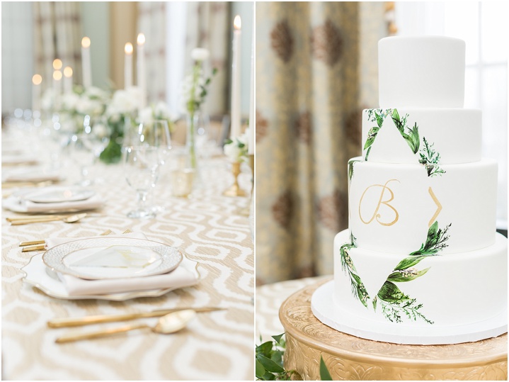 reception details at Westin Poinsett wedding day cake