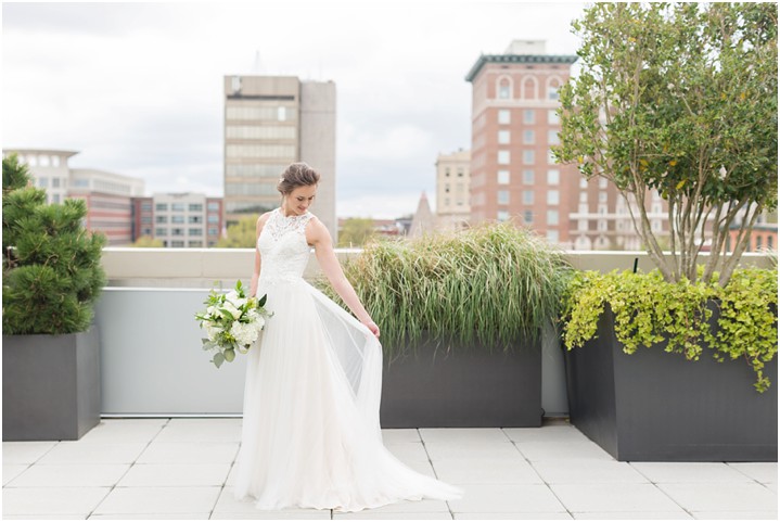 downtown rooftop bridal portraits greenville sc