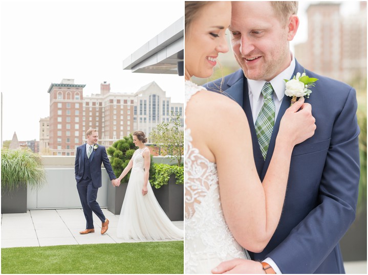 bride and groom rooftop at Avenue downtown Greenville SC wedding