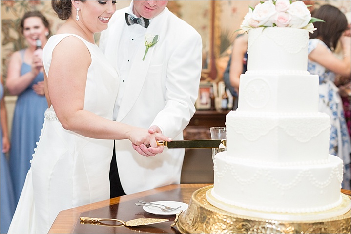 cake cutting timeless wedding reception