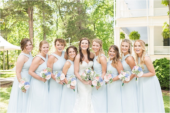 bride and bridesmaids lowcountry wedding SC pale blue dresses