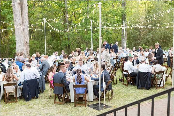 outdoor intimate navy gold wedding reception