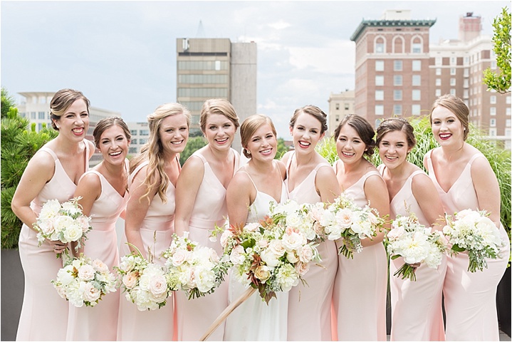 blush toned bridal party rooftop wedding ryan and alyssa photography