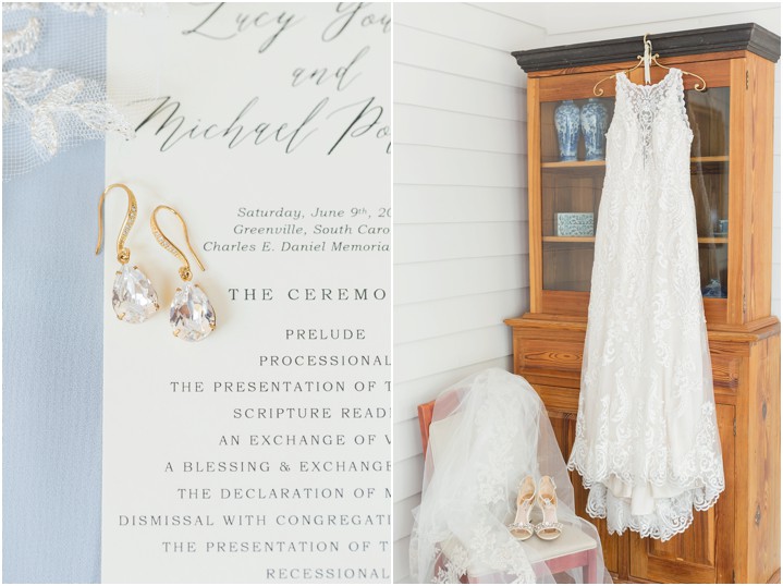 bridal details Furman Chapel wedding dress Greenville