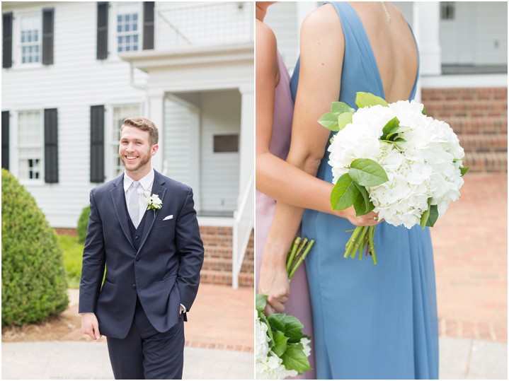 groom portraits white greenery floral details