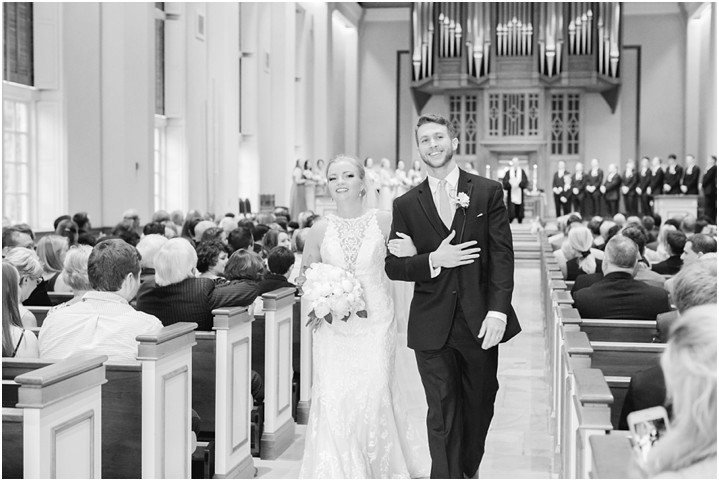 bride and groom furman chapel recessional