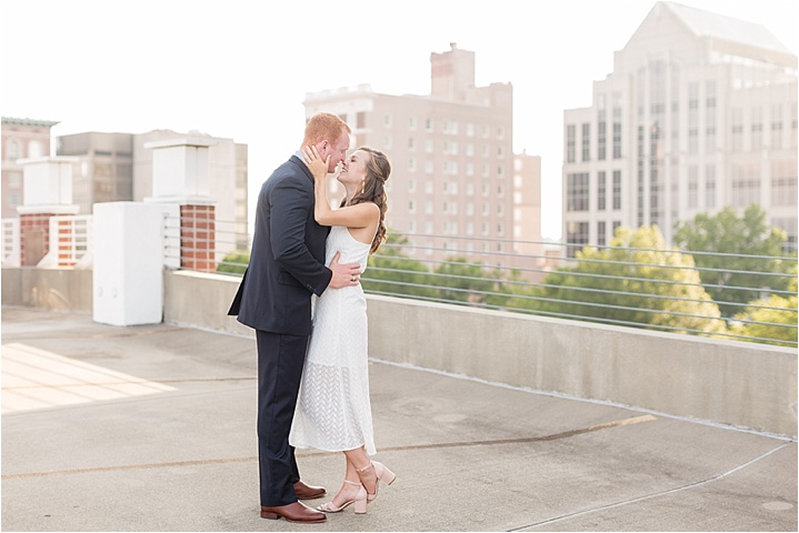 Rooftop Downtown Greenville, South Carolina engagement photography