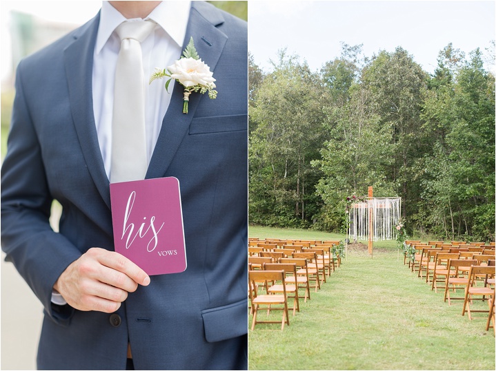 macrame ceremony custom vow book with groom Greenville SC