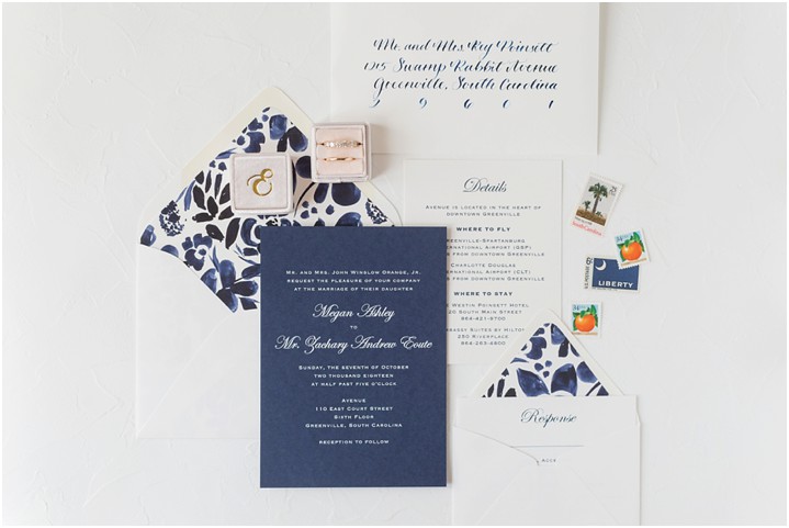 wedding invitation suite bridal details Greenville SC