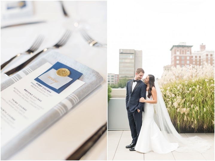 navy gold downtown fall rooftop wedding ryan and alyssa photography