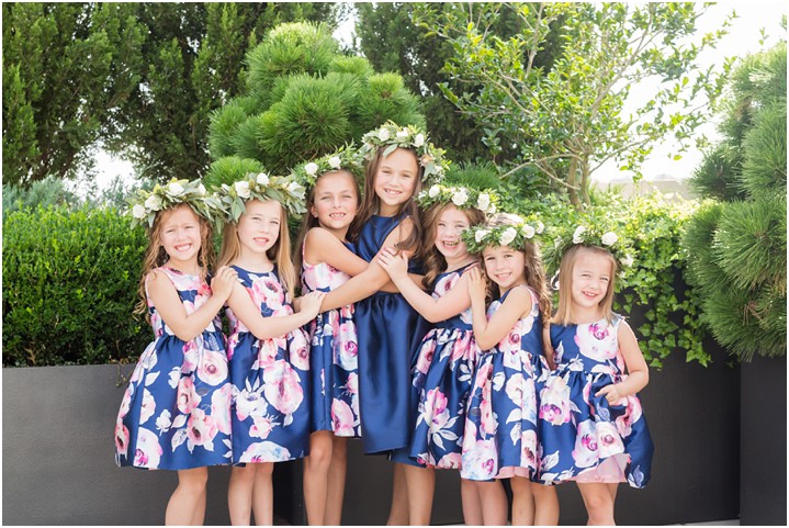 flower girl bridesmaids in flower crowns at Avenue downtown Greenville SC wedding