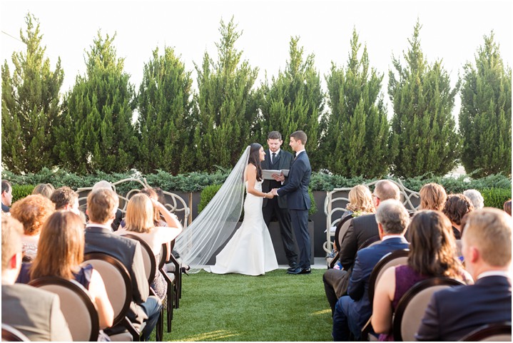 downtown fall rooftop wedding ceremony 
