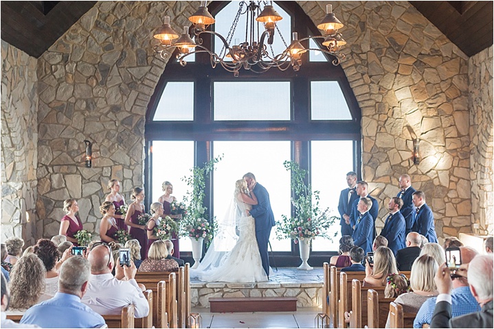 first kiss ryan and alyssa photography mountaintop chapel wedding