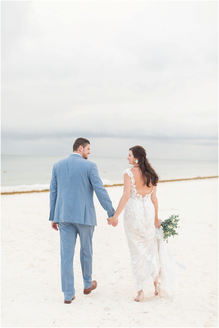newlyweds beach cancun wedding mexico