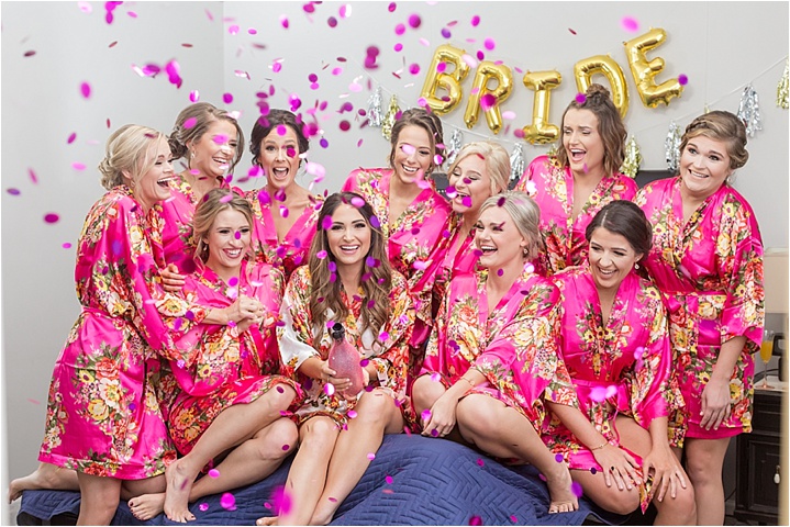 bride and bridesmaid matching robes Greenville SC wedding day