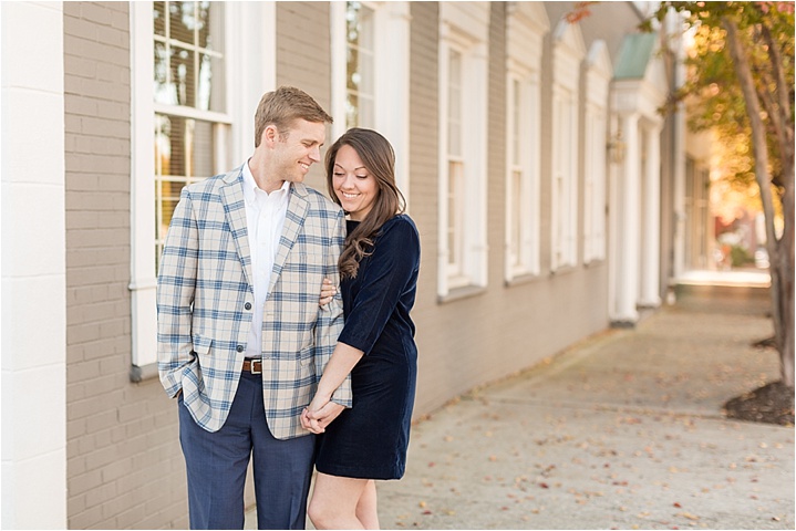 fall downtown greenville engagement photography