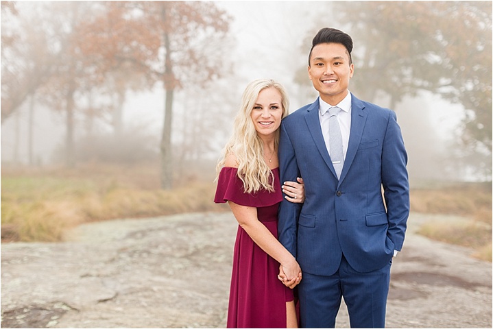 foggy Greenville SC engagement session