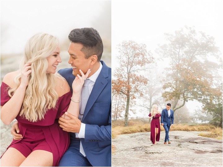 foggy winter engagement session Greenville