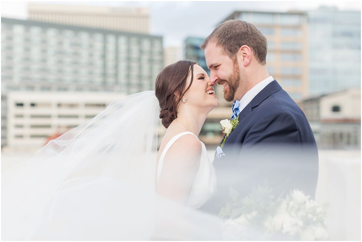 rooftop first look downtown Greenville SC wedding