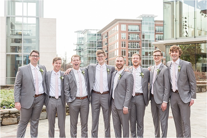 groom and groomsmen downtown Greenville wedding
