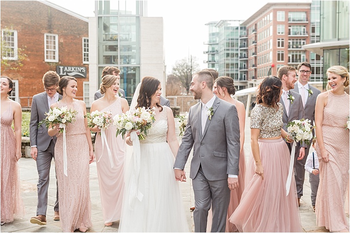 wedding party downtown Greenville SC wedding