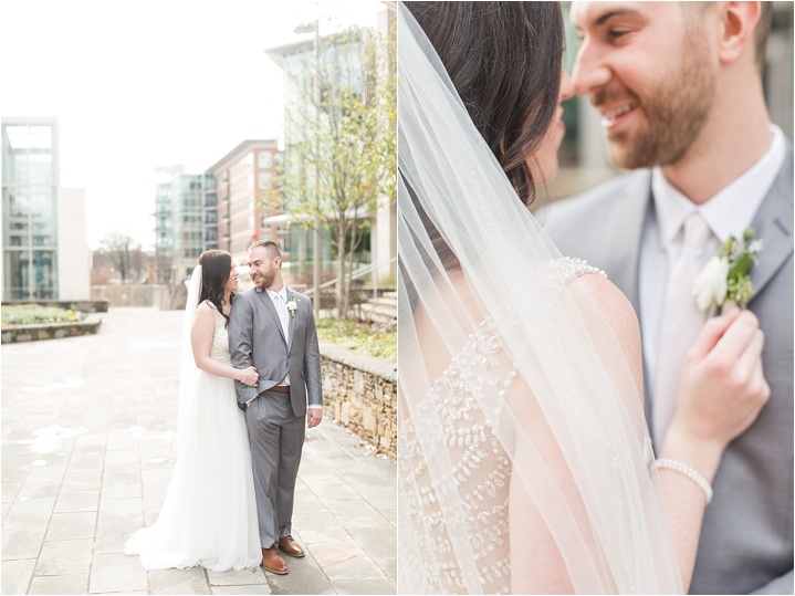 bride and groom portraits downtown Greenville wedding
