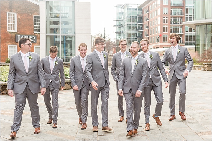 groom and groomsmen downtown Greenville wedding