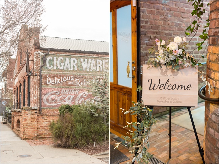 Old Cigar Warehouse wedding day welcome sign