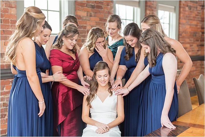 bride and bridesmaids winter wedding getting ready Greenville SC