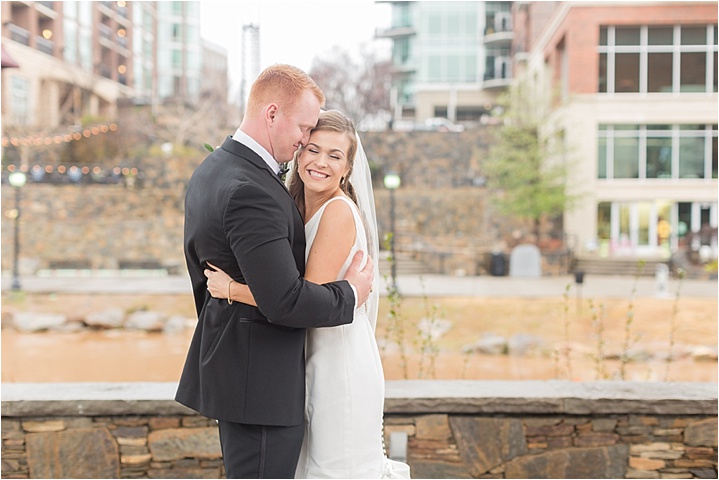bride and groom downtown Greenville wedding