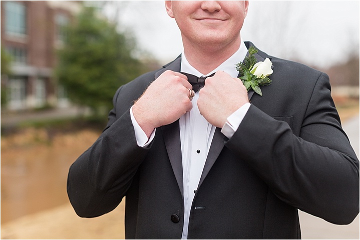 black tie wedding day groom details Greenville