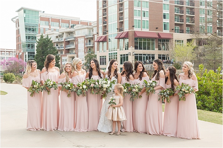 blush bridesmaid dresses downtown greenville ceremony
