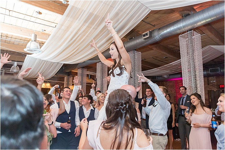 bride groom celebrate downtown huguenot loft brick reception