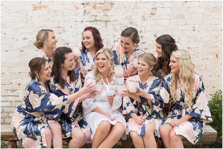 floral matching bridesmaids robes southern wedding