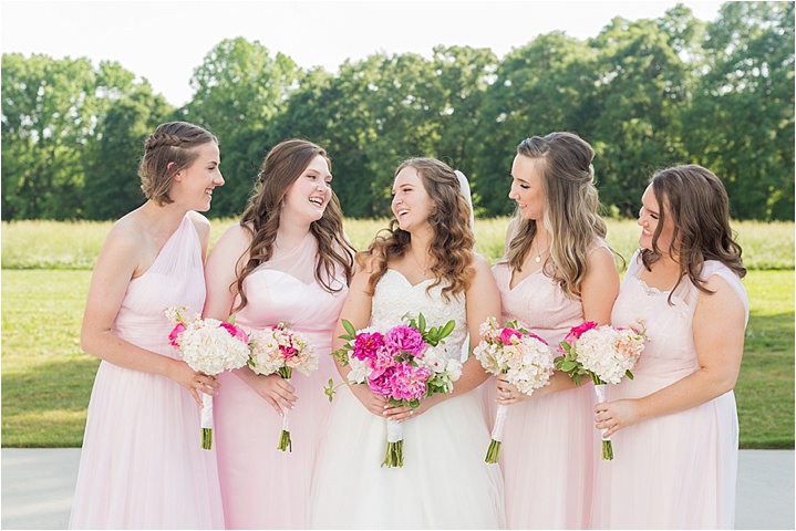 pink bridesmaids light and airy south carolina photographer