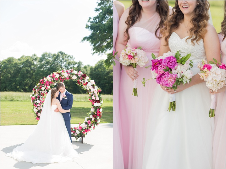 floral circle arch colorful spring huitt farms wedding